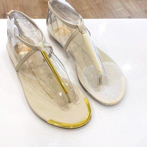LEATHER WHITE AND GOLD SANDAL - BRAND NEW